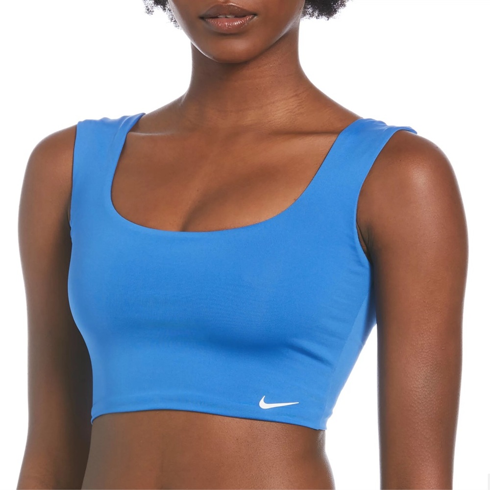 Nike Pacific Blue Essential Swim Crop Top Longline Athletic Bikini Piece